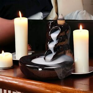 Black Ceramic Incense Holder